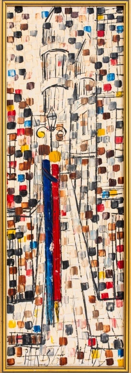 Illegibly Signed Mid-Century "Paris" Oil on Canvas (1 of 6)