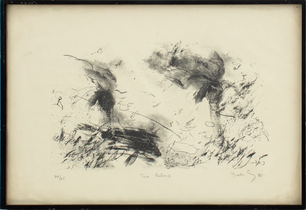 Illegibly Signed "Two Palms" Lithograph, 20th C. (1 of 11)