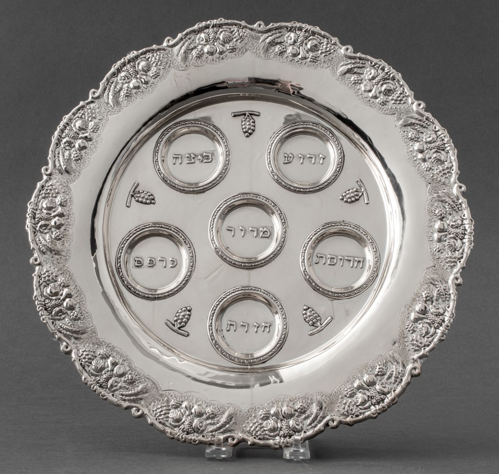 European Judaica Silver Seder Plate (1 of 9)