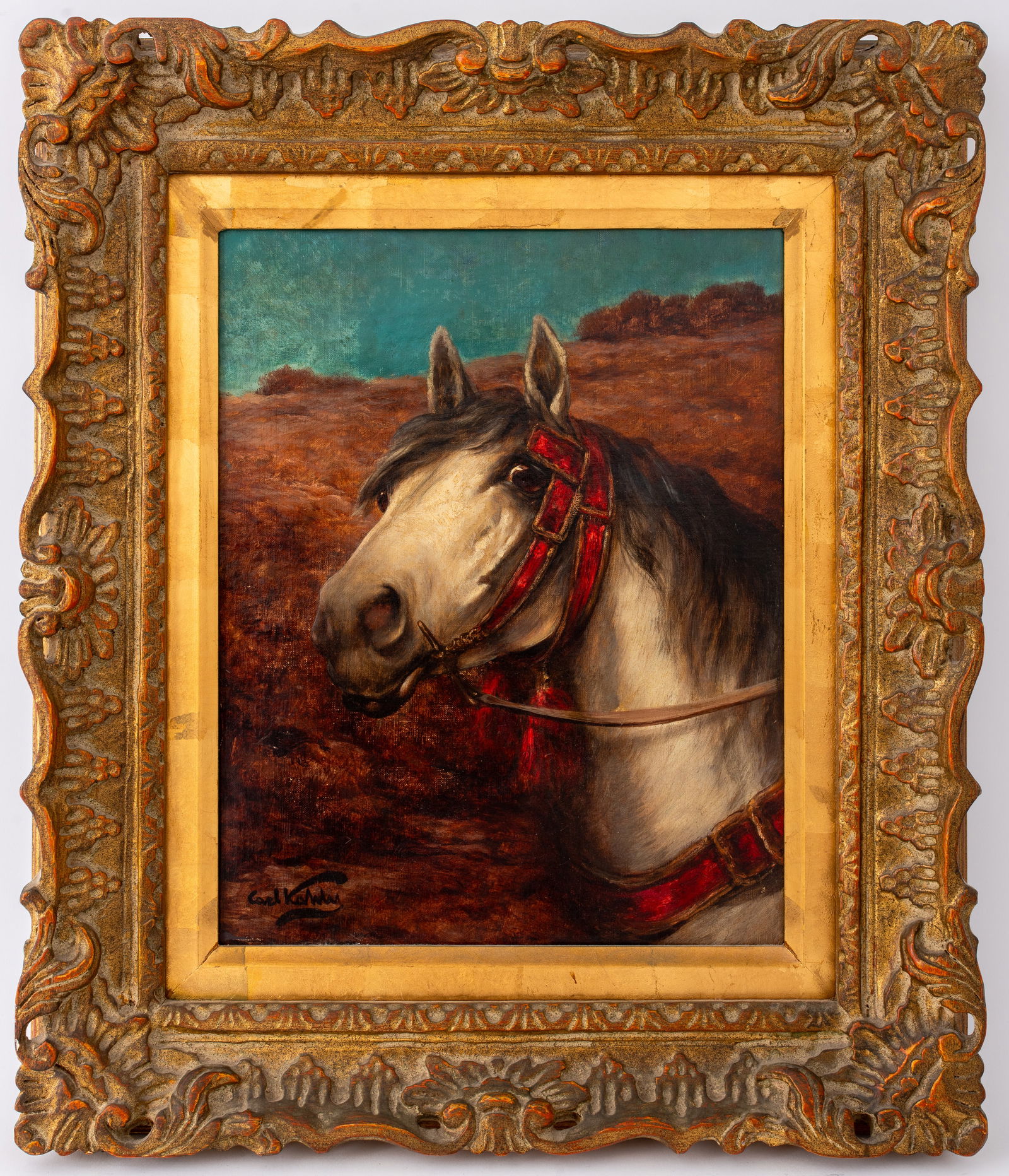 Carl Kahler Portrait of a Horse Oil on Canvas (1 of 9)