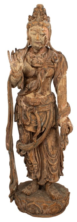 Chinese Monumental Carved Wood Standing Guanyin (1 of 12)