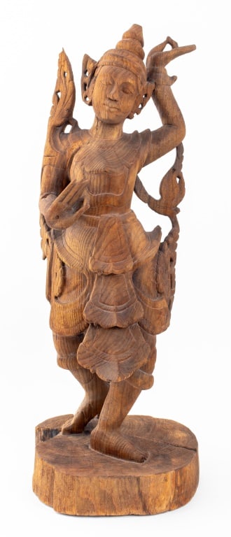 Southeast Asian Large Wood Apsara Sculpture (1 of 18)