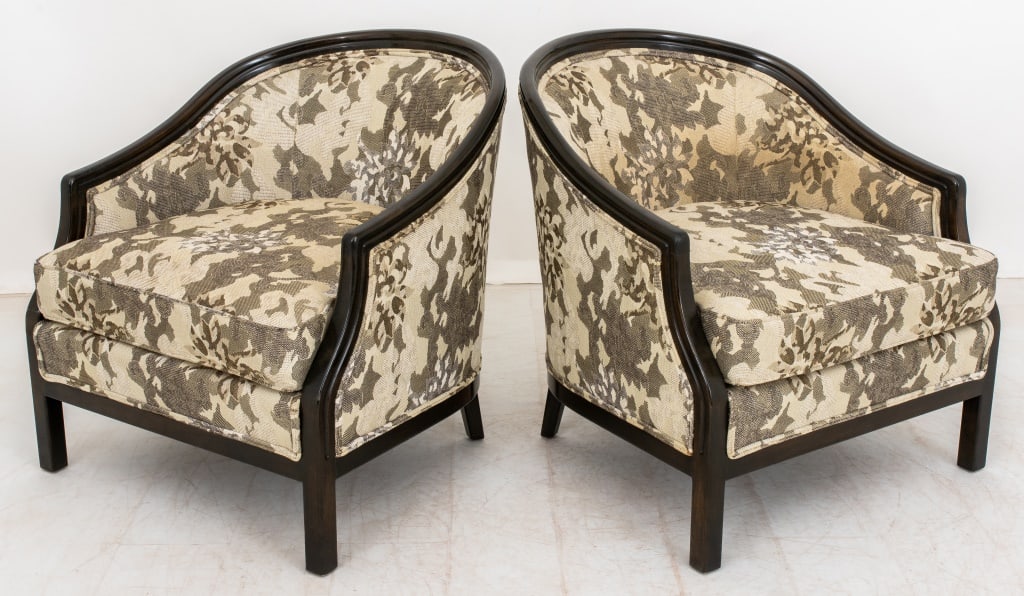 Tapestry Upholstered Tub Armchairs, Pair (1 of 9)