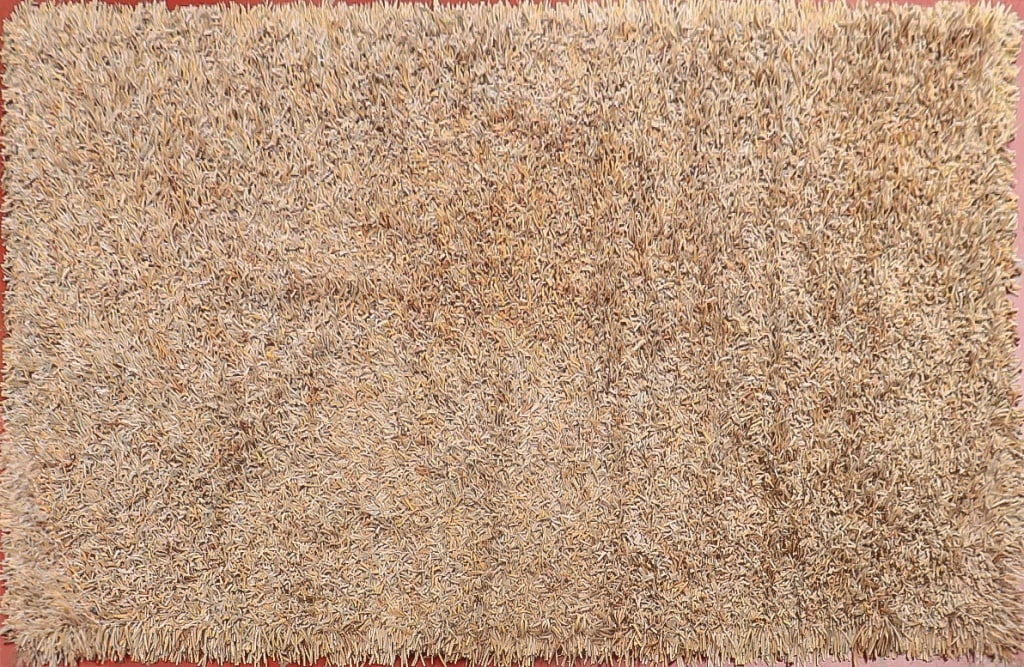 Beige Leather Shag "Wild West" Carpet, 8' x 13' (1 of 5)