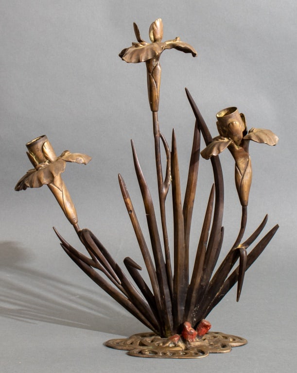 Japanese Floriform Candelabra on Signed Tsuba Base (1 of 9)