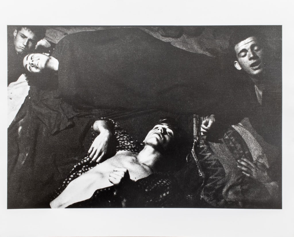 Bruce Davidson "Gang Members..." Silver Print: Bruce Davidson (American, b. 1933), "Gang Members Lying on Ground in Darkness", Gelatin Silver Print, 1959, apparently unsigned, stamped "Bruce Davidson Magnum" and inscribed "Davidson Book Print" to