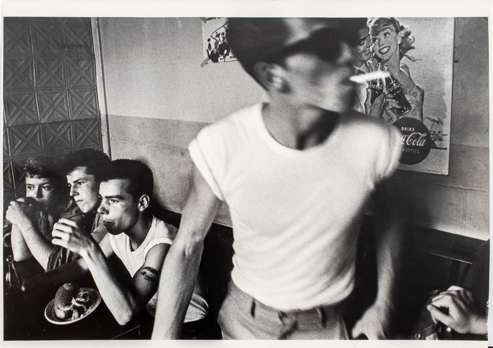 Bruce Davidson Brooklyn Gang Gelatin Silver Print: Bruce Davidson (American, b. 1933), Untitled (Brooklyn Gang), Gelatin Silver Print, 1959, apparently unsigned, stamped "Please Credit / Bruce Davidson / Magnum Photos Inc" and inscribed in pencil to v