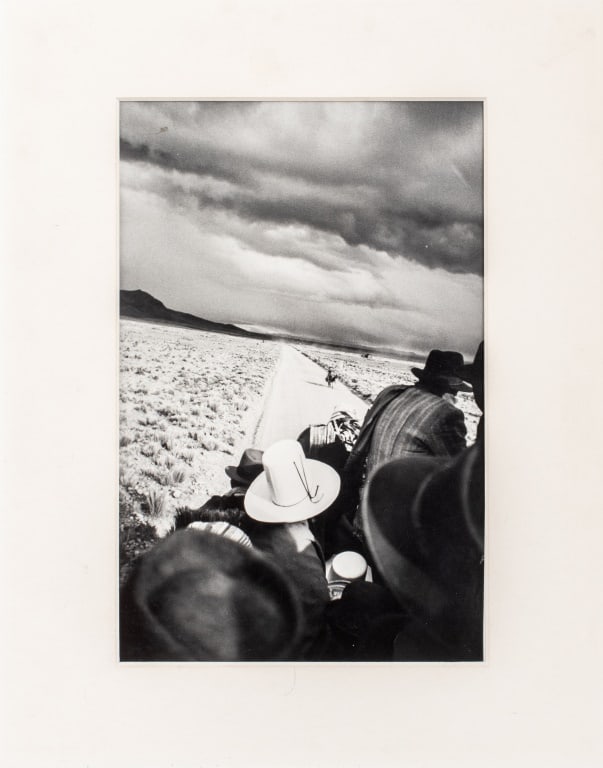 Robert Frank "Road to La Paz, Peru" Silver Print: Robert Frank (Swiss-American, 1924-2019), "Road to La Paz, Peru", Gelatin Silver Print, 1948, likely printed later, apparently unsigned. Image: 10.25" H x 6.75" W; sheet: 11.75" H x 9.625" W; mat: 14"