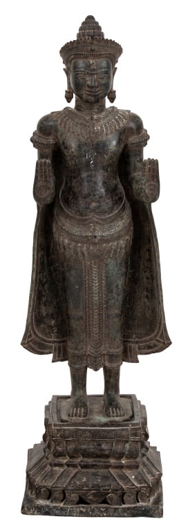 Southeast Asian Standing Crowned Buddha Bronze (1 of 10)