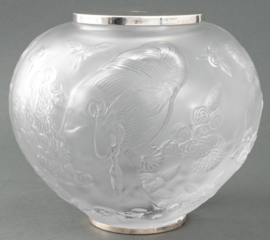 Erte "Flower Among Flowers" Frosted Crystal Bowl (1 of 9)