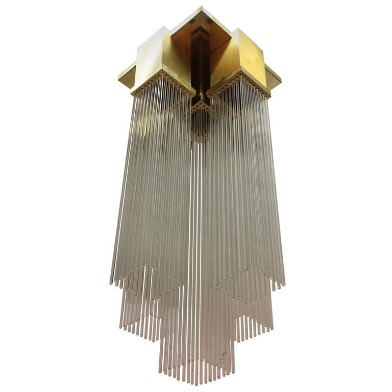Gaetano Sciolari Brass & Glass Rod Chandelier (1 of 8)