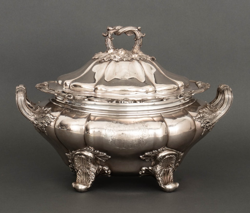 Old Sheffield Plate Armorial Tureen, 19th C. (1 of 14)