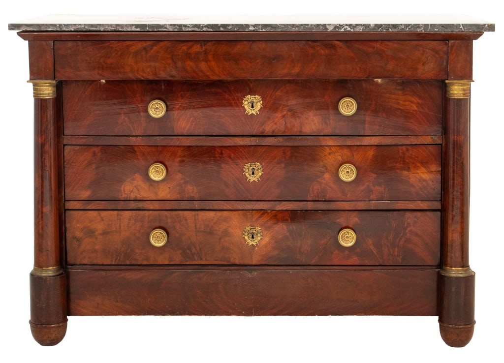French Restauration Flame Mahogany Commode (1 of 8)