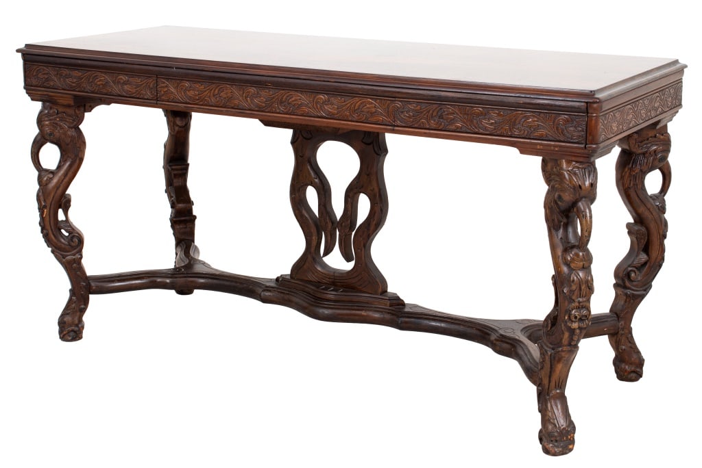 Victorian Walnut Library Table, c. 1900 (1 of 16)