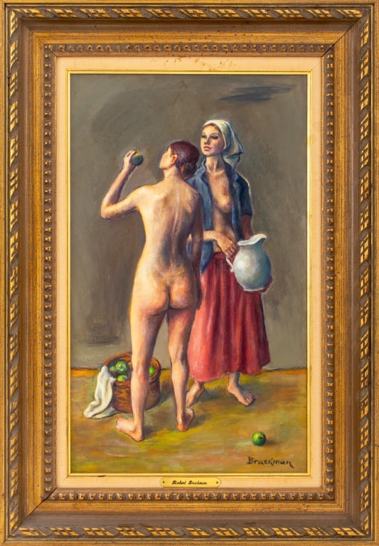 Robert Brackman "Prelude to Autumn" Oil on Canvas: Robert Brackman (Ukrainian/American, 1898-1980), "Prelude to Autumn", Oil on Canvas, signed lower right, signed and titled to verso, giltwood frame. Image: 19.5" H x 11.5" W; frame: 26.5" H x 18.25" W
