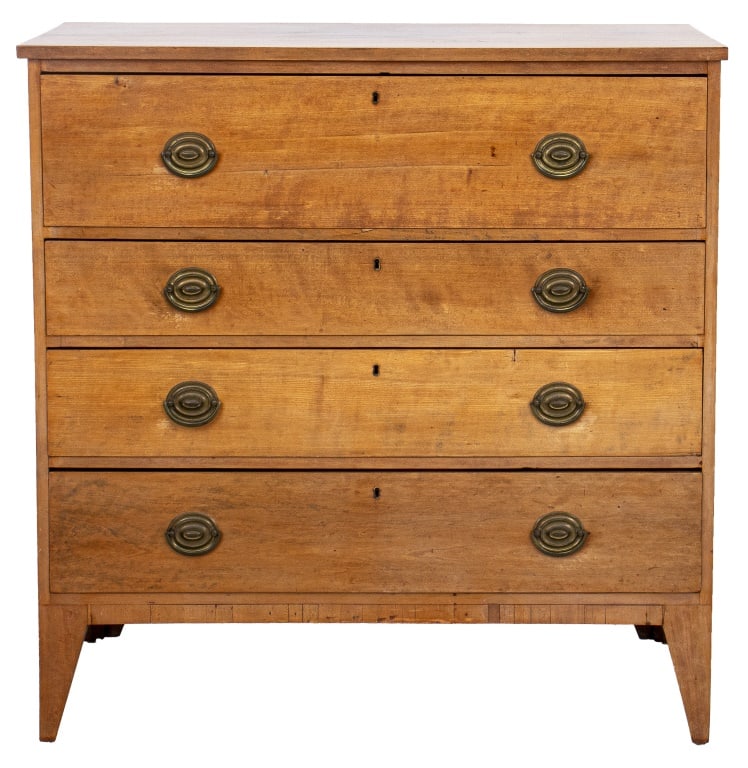 American Hepplewhite Maple 4-Drawer Chest, 19th C. (1 of 8)