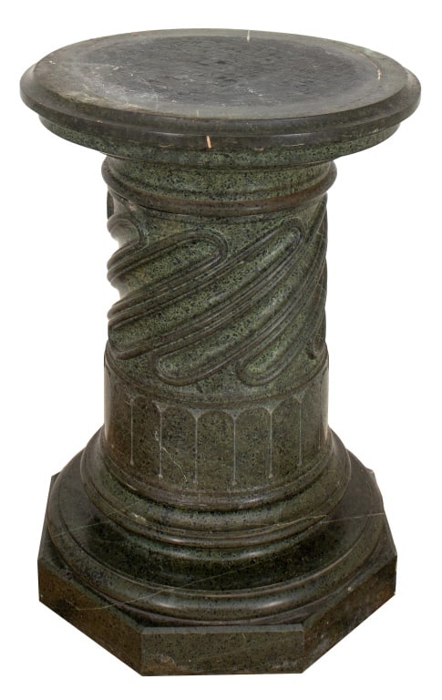 Carved Serpentine Column Pedestal (1 of 4)