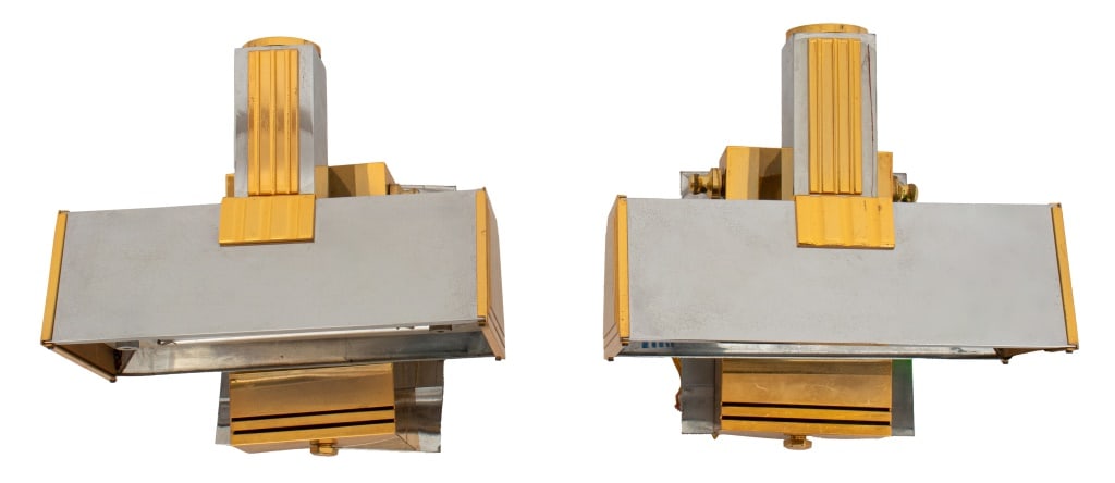 Art Deco Revival Chrome & Brass Wall Sconces, Pair (1 of 8)