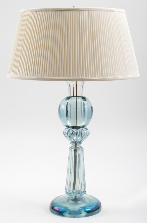 Mid-Century Modern Blue Glass Table Lamp (1 of 11)