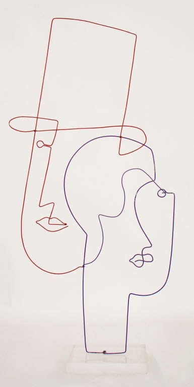 Male and Female Face Wire Sculpture (1 of 7)