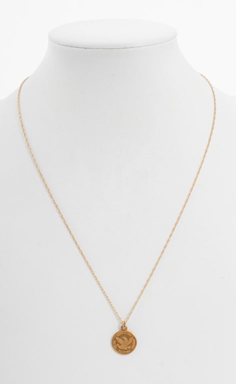 14K Yellow Gold Coin Pendant Necklace (1 of 5)