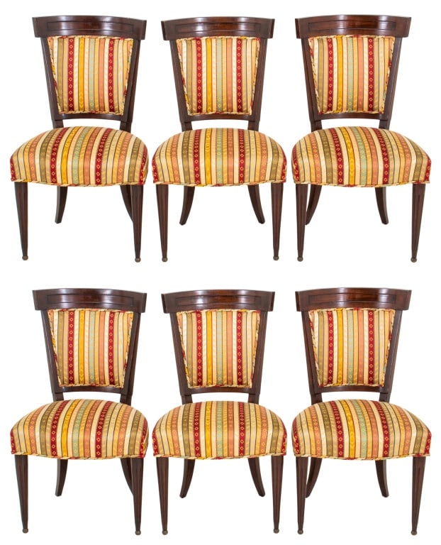 Neoclassical Upholstered Mahogany Dining Chairs, 6 (1 of 10)
