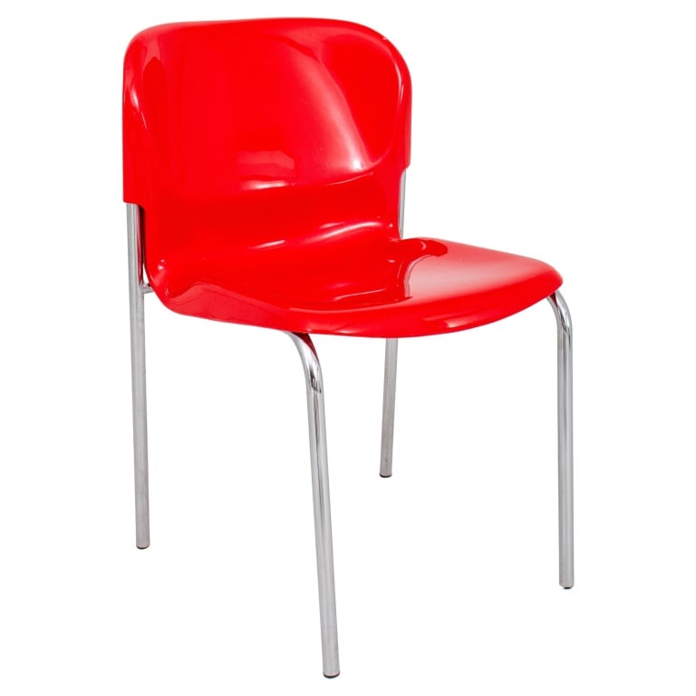 Gerd Lange Nova SM400K Red Chair: Gerd Lange Nova SM400K Red Chair, marked "Nova SM400K" to base. 30.5" H x 19.5" x 18" D; seat: 18" H. Provenance: From a Plainview, N.Y. Estate. Keywords: Designer, Mid-Century Modern, MCM, Vintage, W
