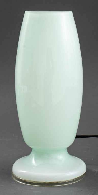 Alessandro Mendini for Sidecar "Otta" Glass Lamp: Alessandro Mendini for Sidecar "Otta" White Glass Accent Lamp, "Sidecar / Hand Crafted / Made in Italy" label to underside. 9.5" H x 4.25" Diameter. Provenance: From a New York City Collection. Keywor
