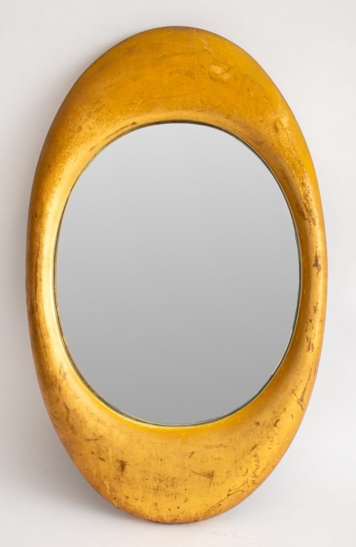 Mid-Century Modern Oval Giltwood Mirror (1 of 6)