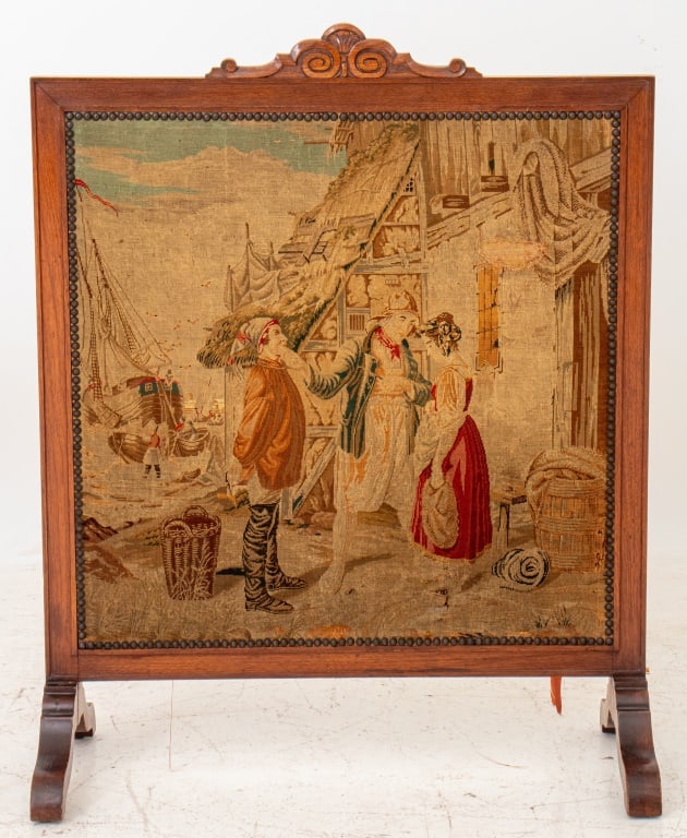 Tapestry Mounted Mahogany Fire Screen 19th Century (1 of 10)