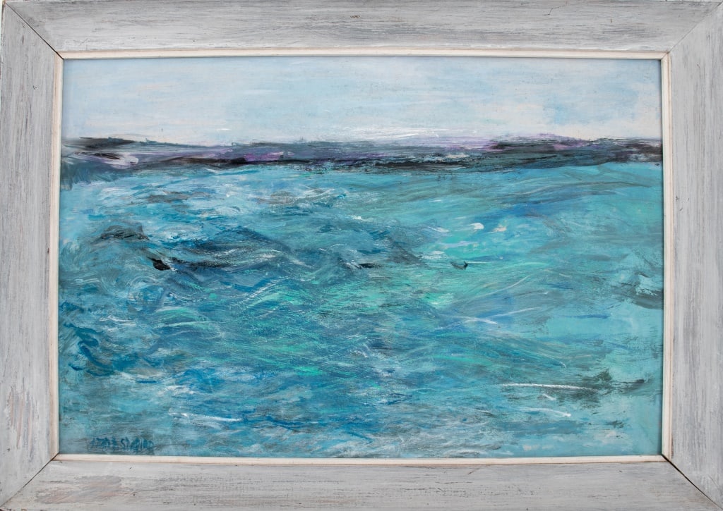 Joan Shapiro Aqua Blue Seascape Oil on Masonite (1 of 11)