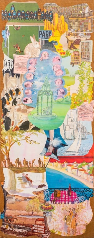 Kayo Lennar Mixed Media Collage on Board, 1988 (1 of 7)