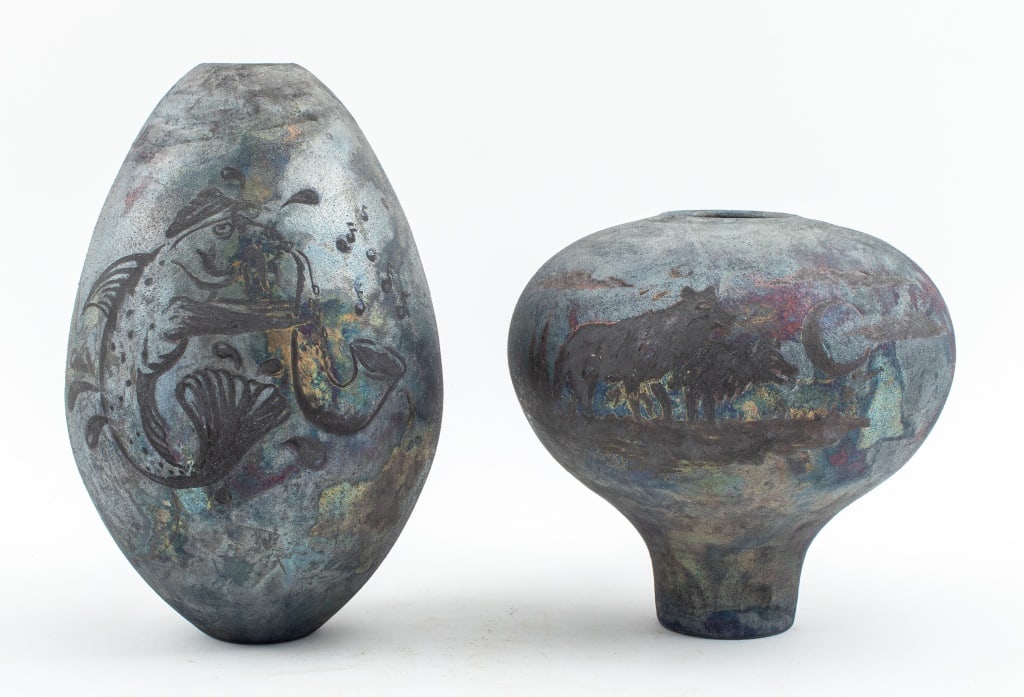 David Gibson Animal Motif Art Pottery Vases, 2 (1 of 16)