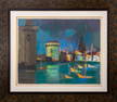 Marcel Mouly "La Rochelle au Ciel" Gouache, 1984