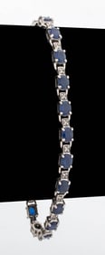 14K White Gold Sapphire Diamond Bracelet