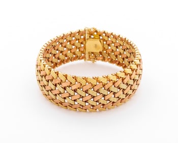 14K Yellow & Rose Gold Woven Mesh Bracelet