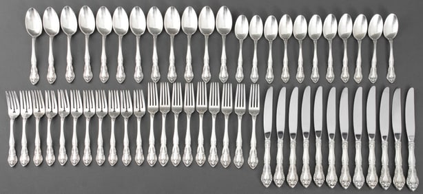 Alvin Sterling Silver Vivaldi Pattern Flatware, 55