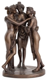 After Antonio Canova Three Graces Bronze Sculpture