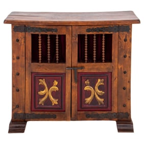 Spanish Renaissance Revival Oak Side Cabinet