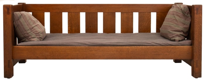 Stickley Style Arts and Crafts Oak Wood Settle