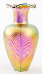 Robert Held Studio Art Glass Pulled Feather Vase