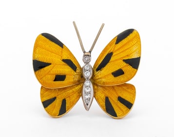 Marcel Boucher 18K Diamond Enamel Butterfly Pin