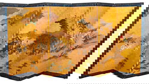 Kano School Japanese Six-Panel Screen