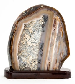 Large Banded Agate Specimen Slab on Stand