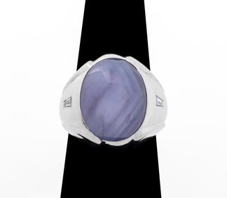 14K White Gold Lavender Sapphire Diamond Ring