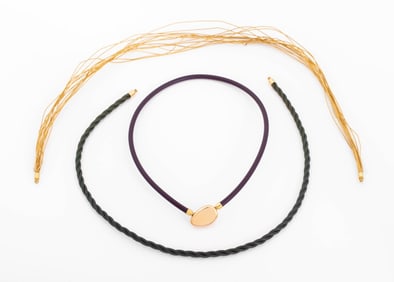 18K Yellow Gold Bean Pendant Necklaces, 3