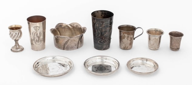 Judaica Silver Tableware Pieces, 10
