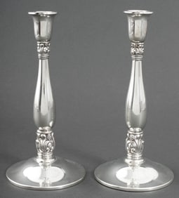 Int. Silver Sterling Royal Danish Candlesticks, Pr