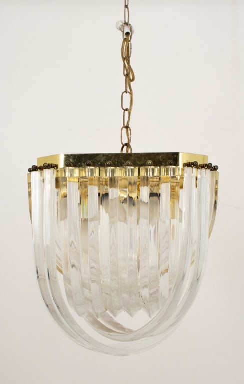 Mid-Century Modern Ribbon Lucite Chandelier (1 of 6)