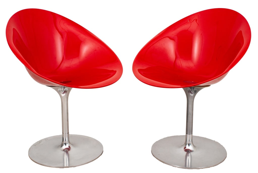 Philippe Starck "Eros" Red Swivel Chairs, Pair (1 of 11)